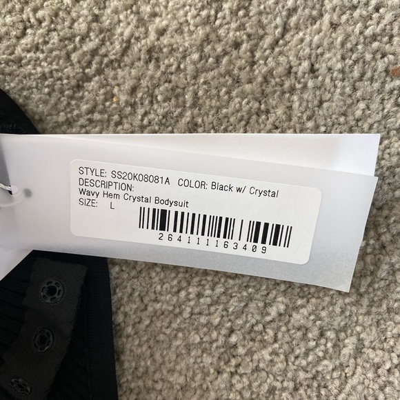 NWT Area Crystal Embellish Wavy Cuff Rib Bodysuit - Picture 11 of 13